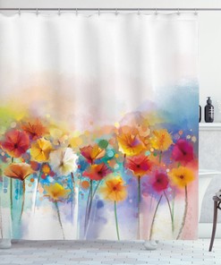 Gerbera Flower Bouquet Print Shower Curtain For A Fresh Bathroom Look