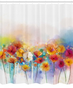 Gerbera Flower Bouquet Print Shower Curtain For A Fresh Bathroom Look