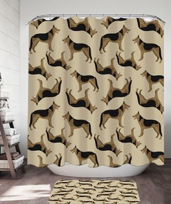 German Shepherd Dog Shower Curtain with a Pattern Design for a Playful Bathroom Decor