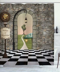 Get A Classic Look With Alice In Wonderland Style Shower Curtain.