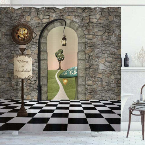 Get A Classic Look With Alice In Wonderland Style Shower Curtain.