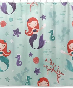 Get A Custom & Fun Bathroom Decoration with Cartoon Mermaid Shower Curtain