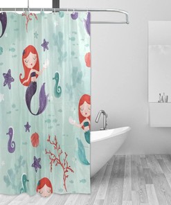 Get A Custom & Fun Bathroom Decoration with Cartoon Mermaid Shower Curtain
