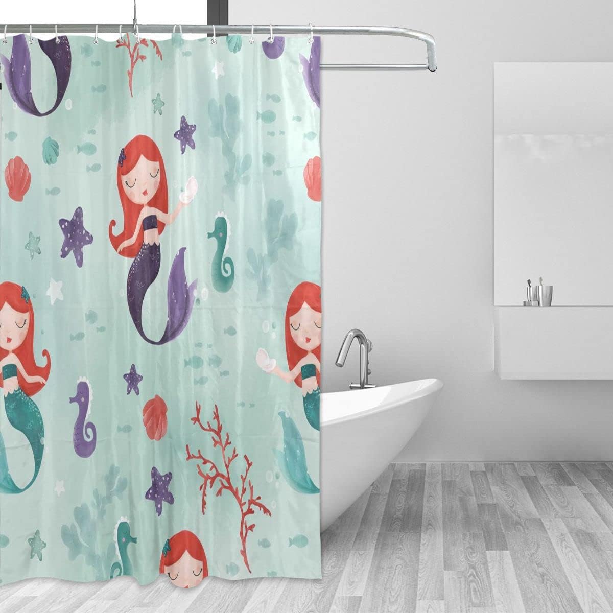 Get A Custom & Fun Bathroom Decoration with Cartoon Mermaid Shower Curtain