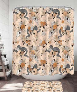 Get A Little Spooky With This Floral Goat Skulls Shower Curtain 