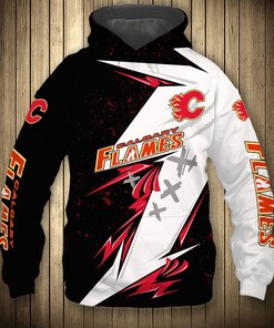 Get A Thunderous Design With Calgary Flames Hoodie 3D Thunder Design Pullover Nhl