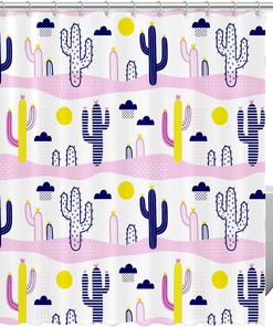 Get A Vintage Feel With This Stunning Cactus Bathroom Shower Curtain