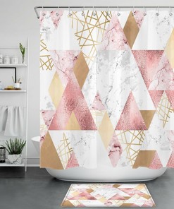 Get Abstract with the Rose Gold Geometric Shower Curtain
