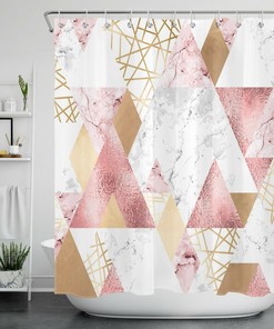 Get Abstract with the Rose Gold Geometric Shower Curtain