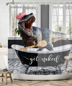 Get Cool & Funny Dinosaur Shower Curtain with Raptor Print For Kids Boys Men