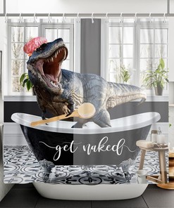 Get Cool & Funny Dinosaur Shower Curtain with Raptor Print For Kids Boys Men