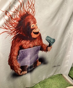 Get Creative with Monkey with Hairdryer Bathroom Shower Curtain 