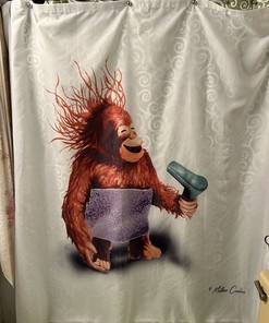 Get Creative with Monkey with Hairdryer Bathroom Shower Curtain 