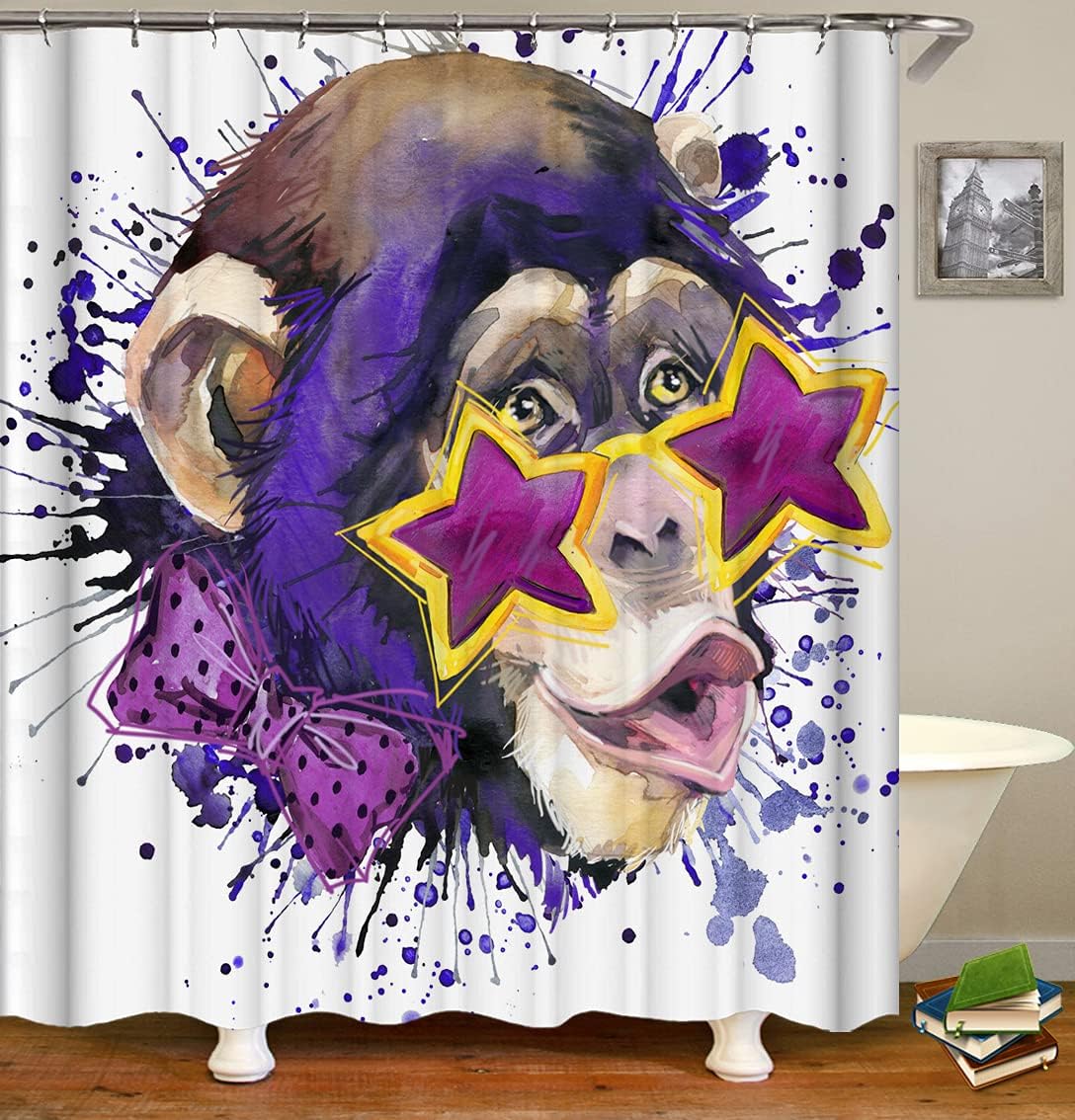 Get Creative with a Monkey Fabric Shower Curtain - Fashionable Design for Your Bathroom