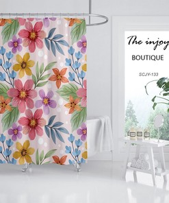 Get Free-Spirited With This Colorful Floral Plants Shower Curtain Set For A Boho Bathroom