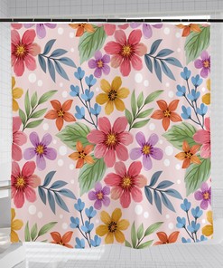Get Free-Spirited With This Colorful Floral Plants Shower Curtain Set For A Boho Bathroom