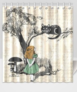 Get Groovy With Alice In Wonderland And Cheshire Cat Shower Curtain For Bathroom.