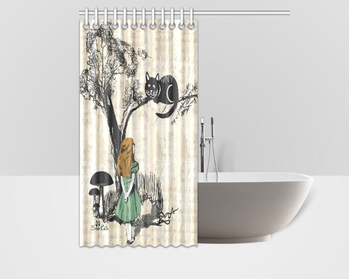Get Groovy With Alice In Wonderland And Cheshire Cat Shower Curtain For Bathroom. - Image 2