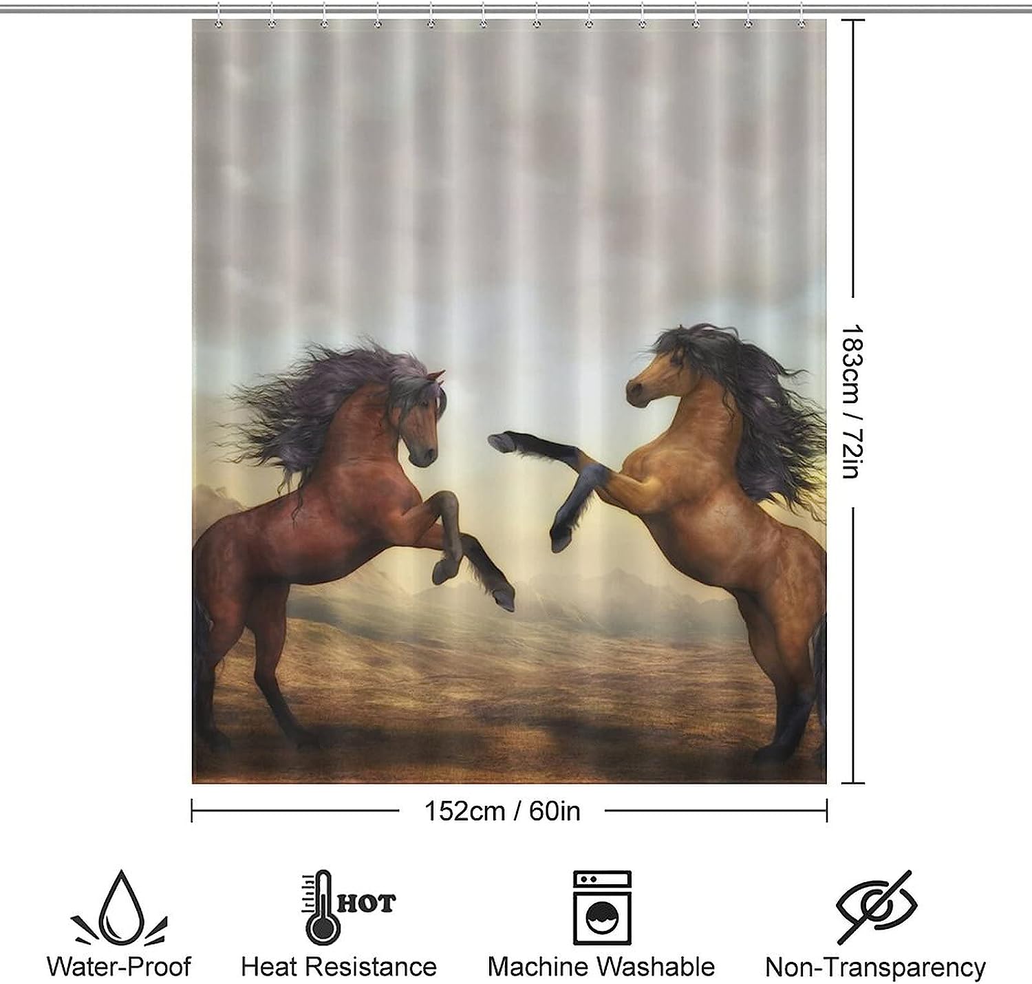 Get Inspired By The Beauty Of Horses With This Personalized Nobel Horse Shower Curtain