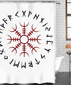Get Inspired By The Vikings And Their History With This Helm Of Awe Odin Valhalla Shower Curtain