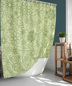 Get Lost In A Tropical Forest With This Graphic Floral Dragonfly Green Shower Curtain 