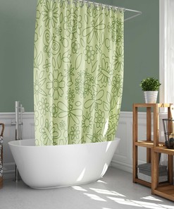 Get Lost In A Tropical Forest With This Graphic Floral Dragonfly Green Shower Curtain