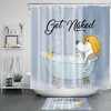 Get Naked Cartoon Bath Dog Funny Shower Curtain - Humorous Bathroom Accessory