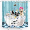 Get Naked Dog Turquoise Blue Wooden Rustic Vintage Country Bathroom Decor Funny Shower Curtain