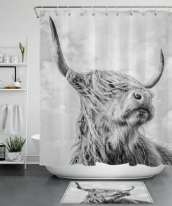 Get Naked Highland Cow Wildlife Animal Printed Shower Curtain For Bathroom
