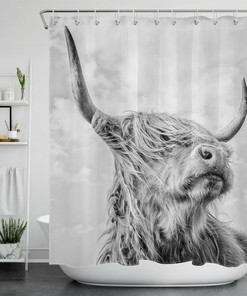 Get Naked Highland Cow Wildlife Animal Printed Shower Curtain For Bathroom