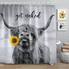 Get Naked Sunflower Field Highland Cow Printed Shower Curtain For Bathroom