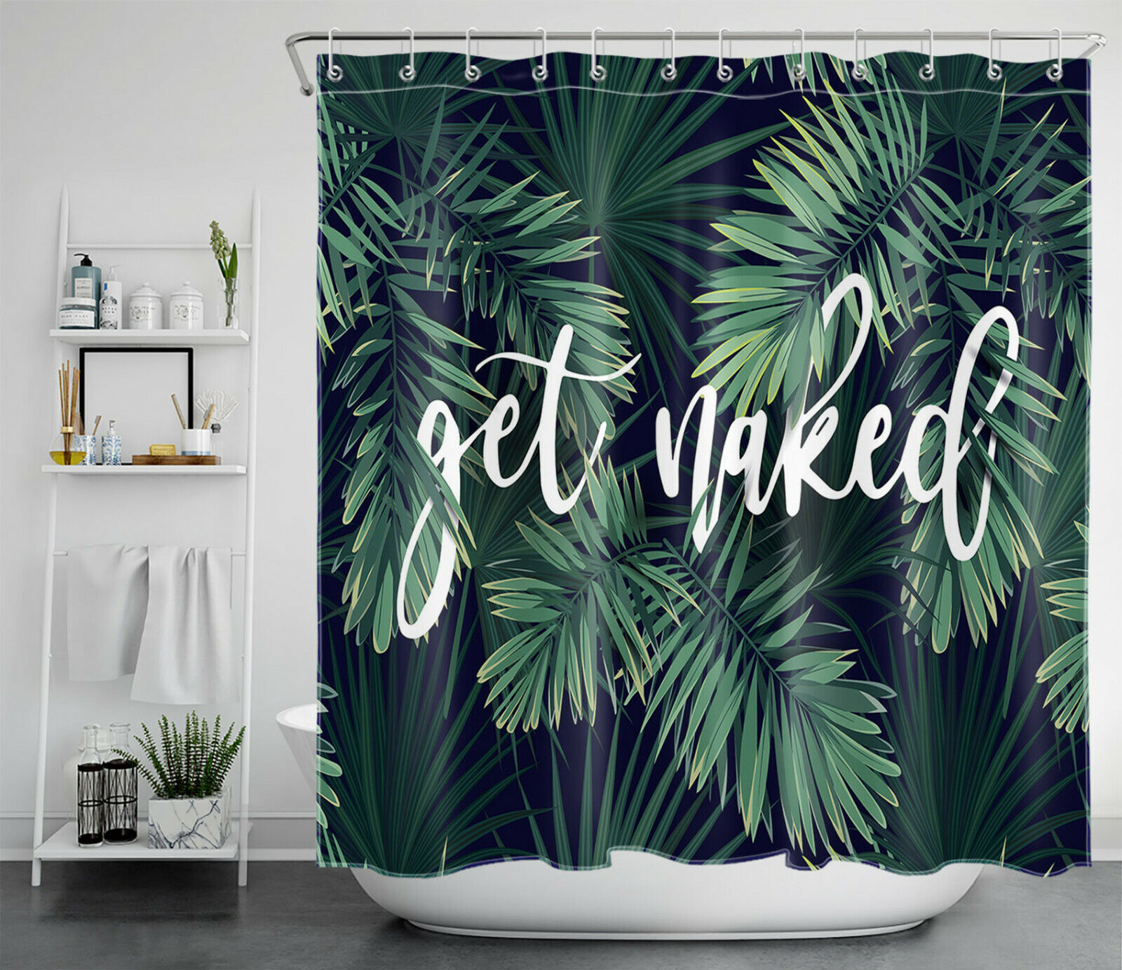 Get Naked Tropical Leaves Shower Curtain