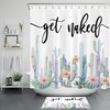 Get Naked Watercolor Tropical Cactus Flower Shower Curtain for Bathroom