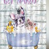 Get Naked Waterproof Fabric Shower Curtain with Dog and Cat for Pet Lovers 