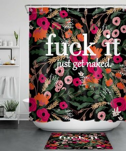 Get Naked and Enjoy Your Shower with this Funny Tropical Flower Print Shower Curtain