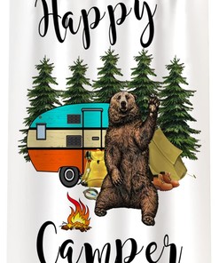 Get Onboard with Happy Camper Shower Curtain for Outdoor Adventure Bathroom 
