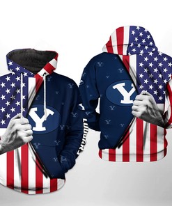 Get Patriotic With Byu Cougars Ncaa Us Flag 3D All Over Print Hoodie, Zip-Up Hoodie