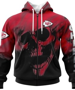 Get Personal With This Custom All Over Print Kansas City Chiefs 3D Skull Hoodie Gift For Fans