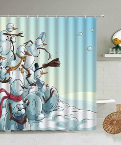 Get Ready For Winter With This Snowman And Snowflake Shower Curtain, Perfect For Any Bathroom