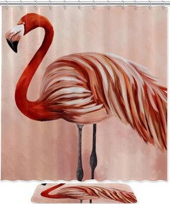 Get Ready for Summer with Watercolor Flamingo Bathroom Shower Curtain with Waterproof Bath Curtain