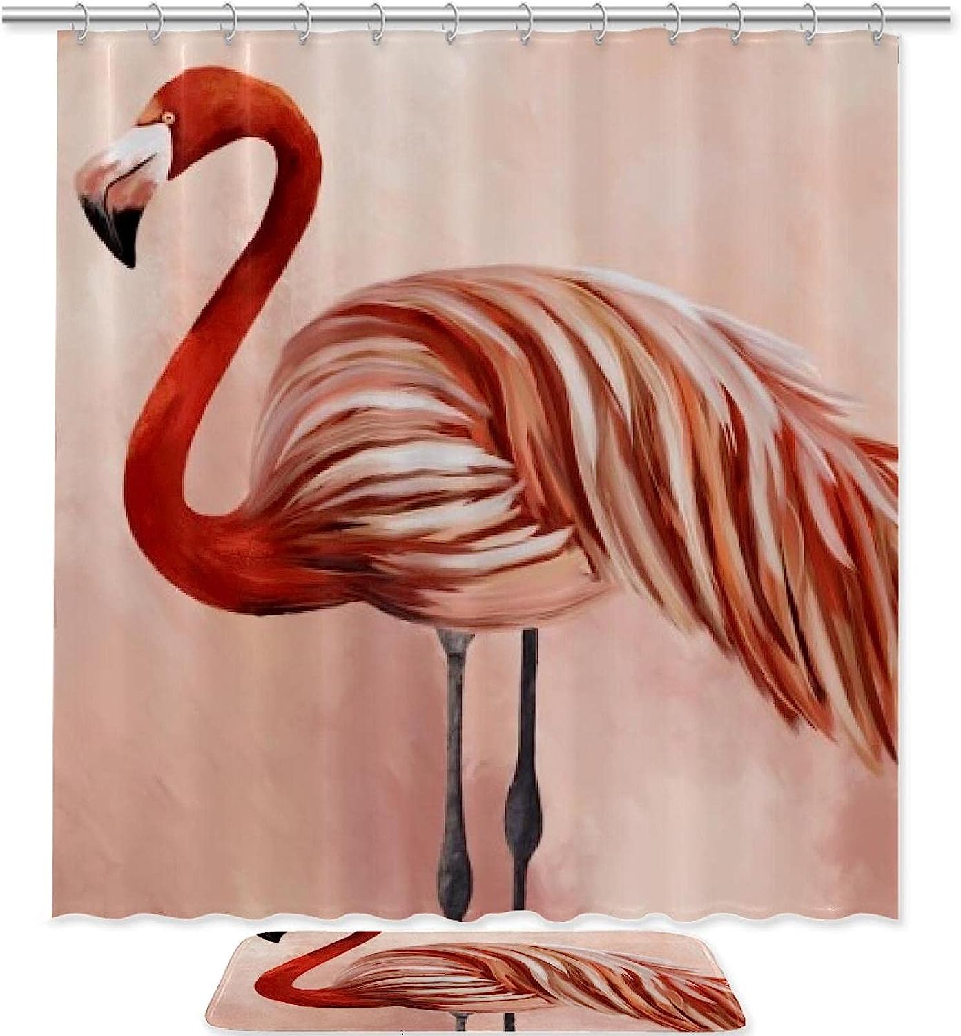 Get Ready for Summer with Watercolor Flamingo Bathroom Shower Curtain with Waterproof Bath Curtain