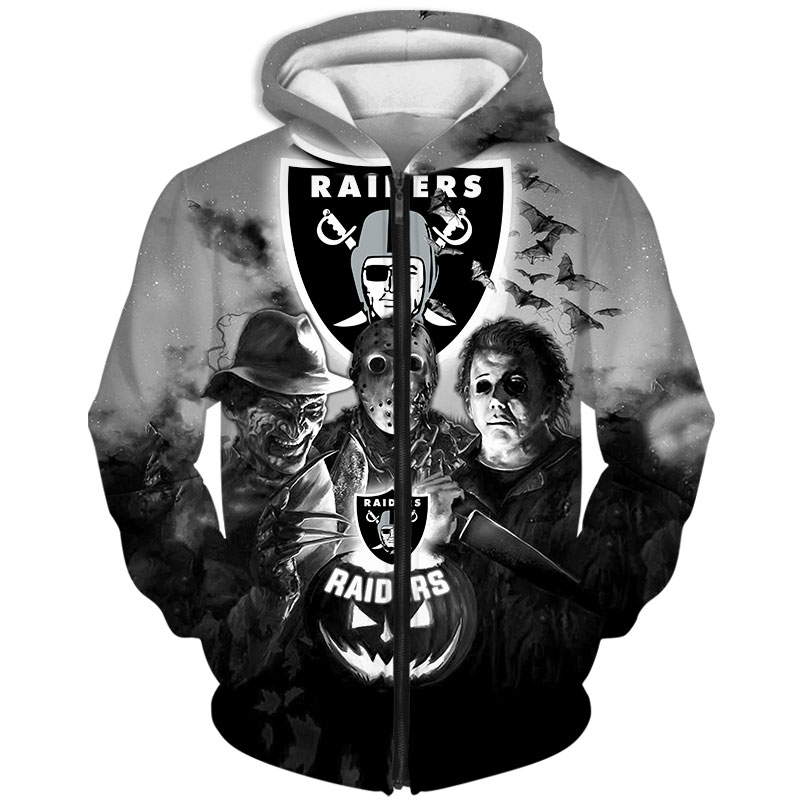 Get Spooked With This Las Vegas Raiders 3D Halloween Horror Night Hoodie Gift For Fans