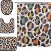 Get The Classic Look With Alaza Vintage Leopard Spot Bathroom Curtain And Mat Set.