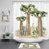 Get Up Close with Nature with Watercolor Green Tree African Wild Animal Shower Curtain for Bathroom Decor