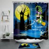 Ghost Castle And Skull Pumpkin Halloween Shower Curtain - Creepy Halloween Decor