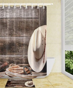Ghost Pumpkin Hat Halloween Shower Curtain - Haunted House Bathroom Decor