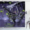 Ghost Vessel Island Print Shower Curtain for Pirate and Sea Lovers