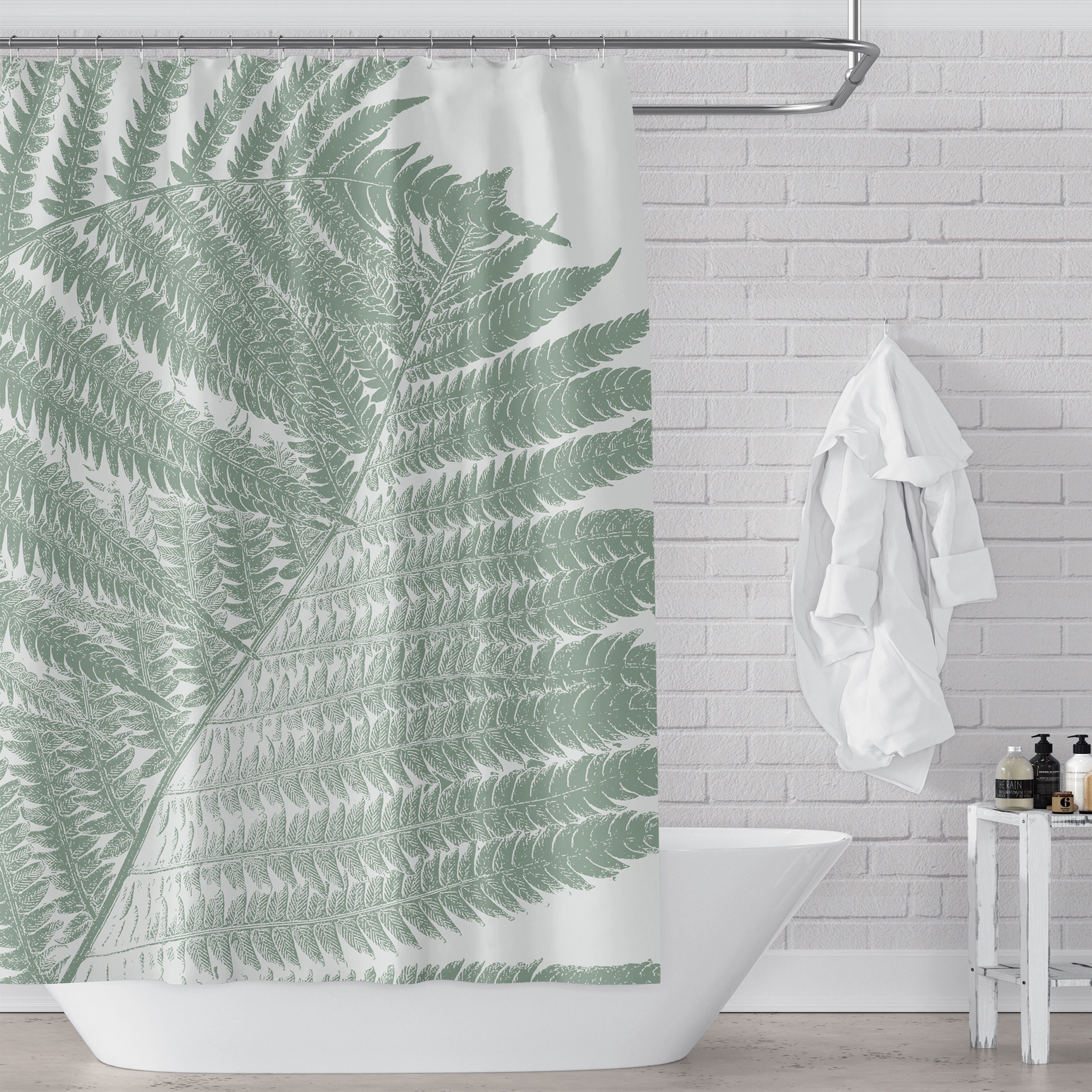Giant Botanical Print Two Ferns Shower Curtain for a Refreshing Bathroom