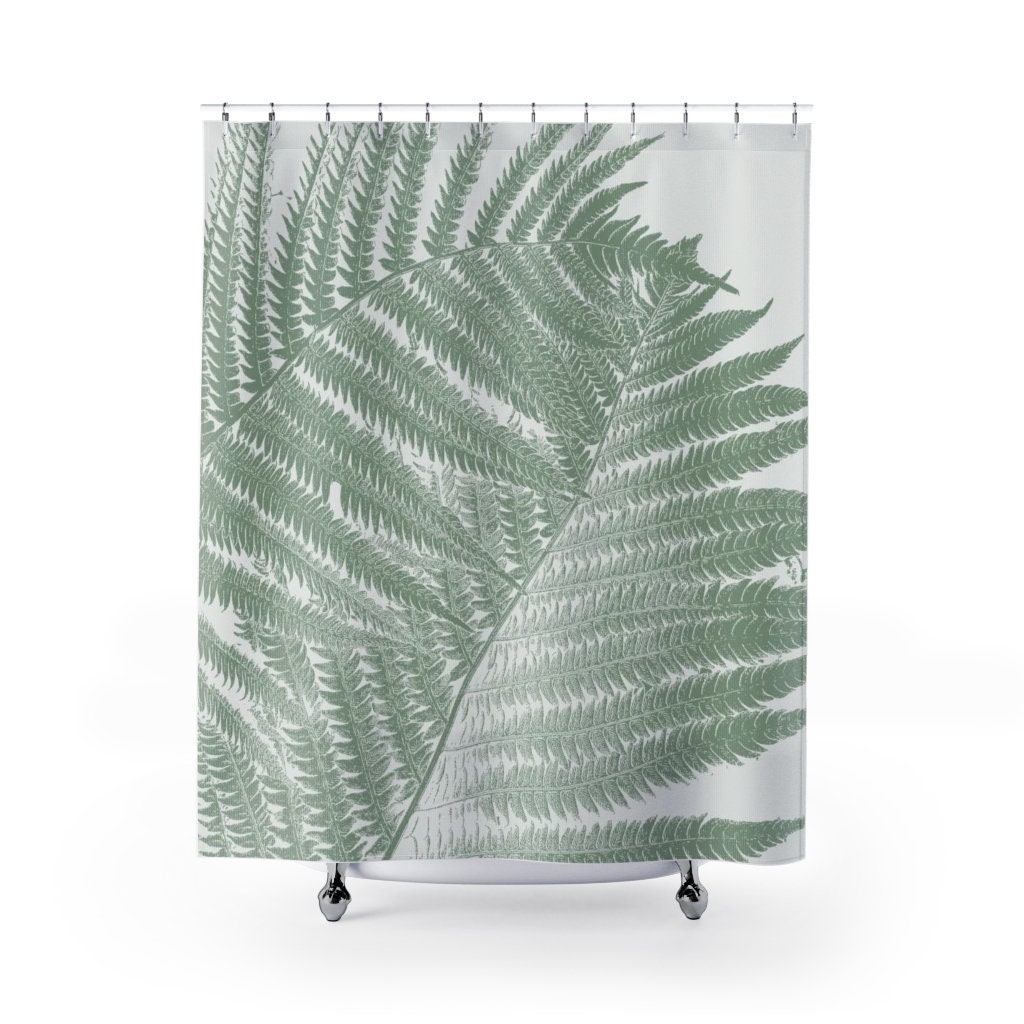 Giant Botanical Print Two Ferns Shower Curtain for a Refreshing Bathroom