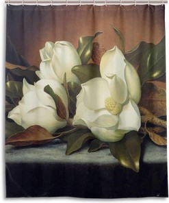 Giant Magnolias Fabric Bathroom Shower Curtain - Elegant Waterproof Bath Curtain by Ethel Ernest
